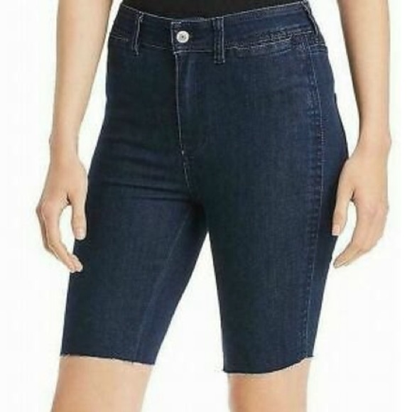 Free People Pants - Free People So Chic Biker Shorts 24 Raw Hem Cobalt Rinse Blue Denim